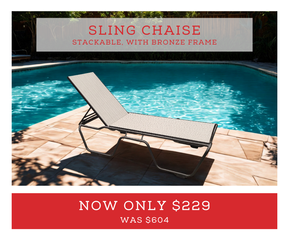 This sling stacking chaise is now on sale.