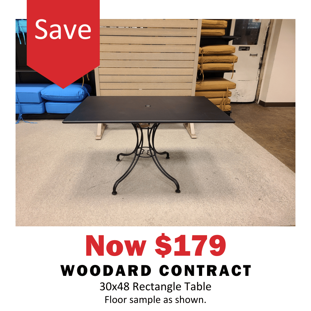 This woodard contract table is now on sale