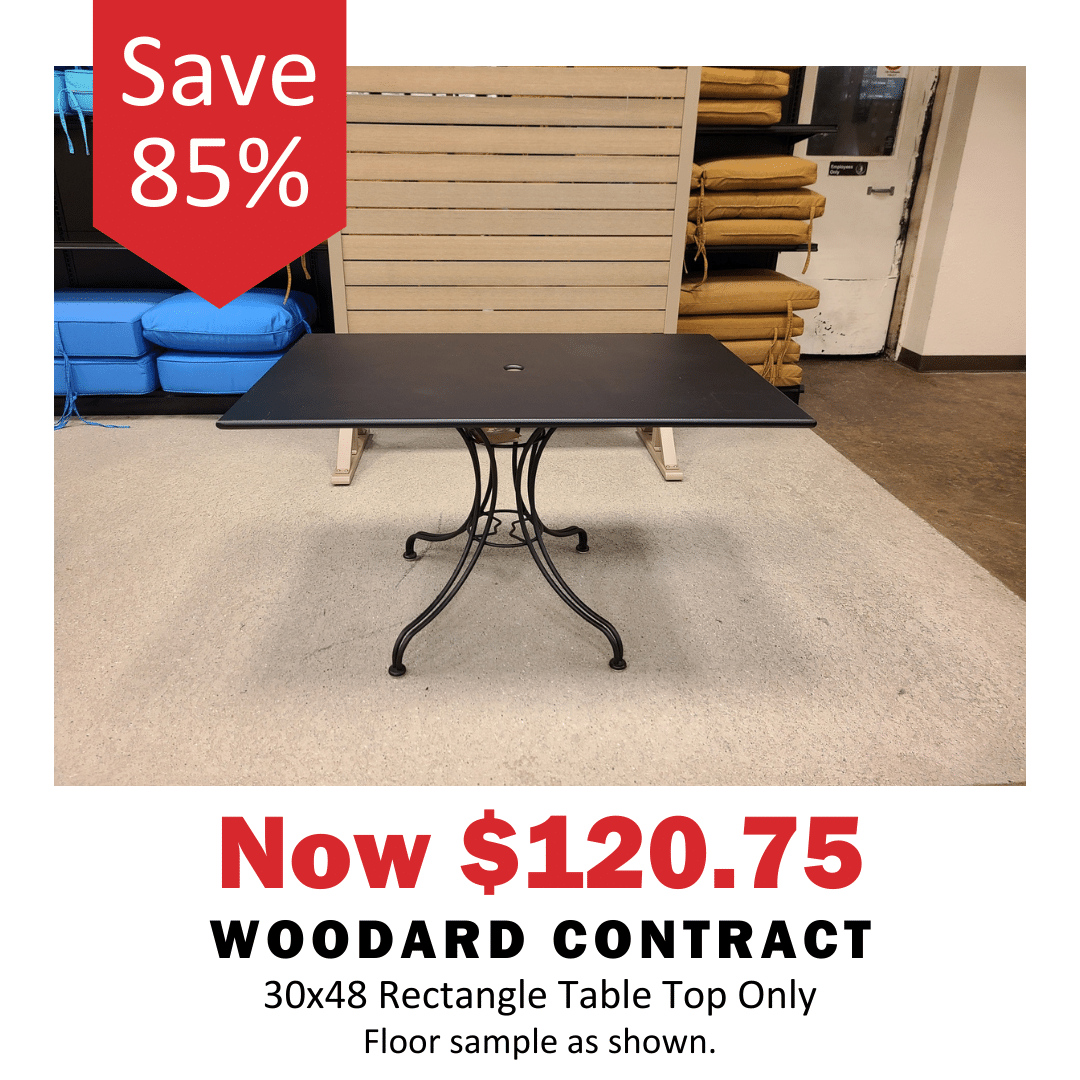 This woodard contract table is now on sale