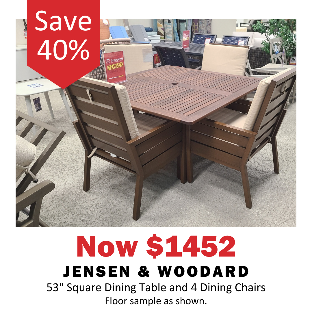 This Jensen table and Woodard chairs are now 40% off