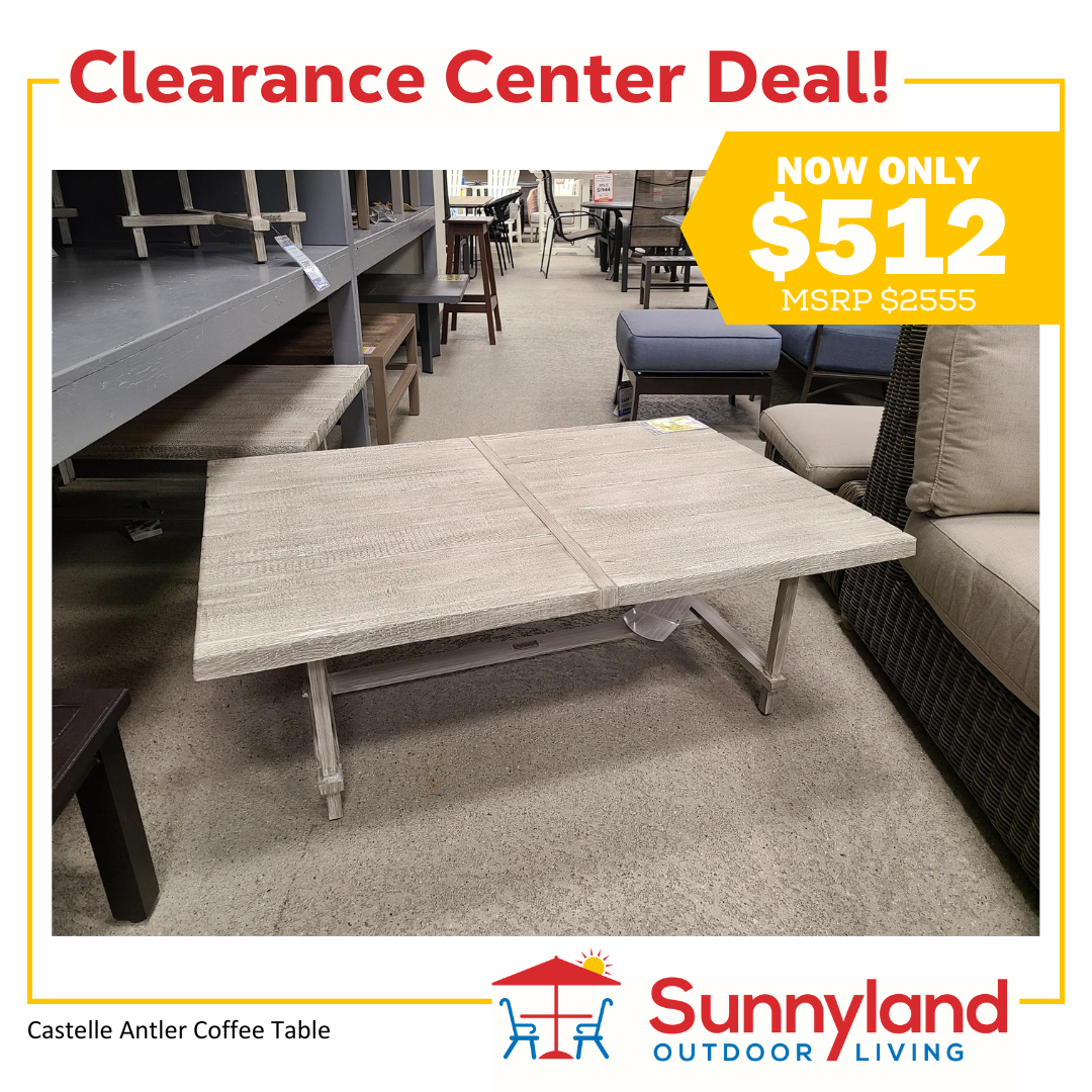 outdoor coffee table now on sale