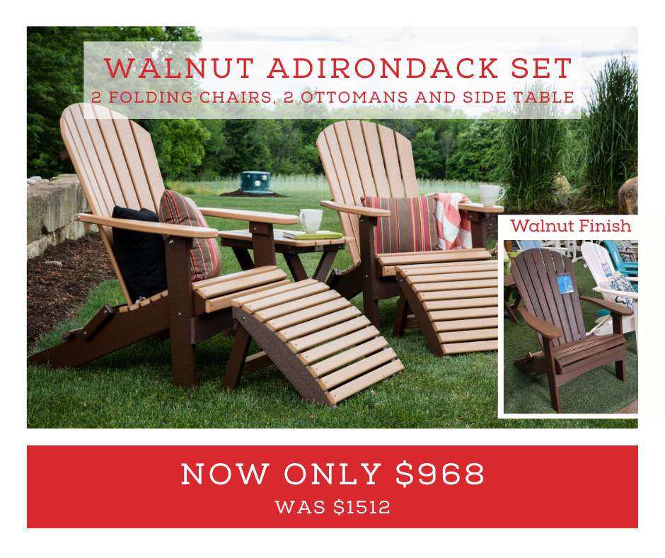 Walnut Folding Adirondack Set on sale