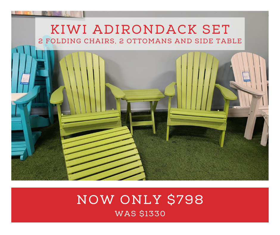 Kiwi Folding Adirondacks are on sale.