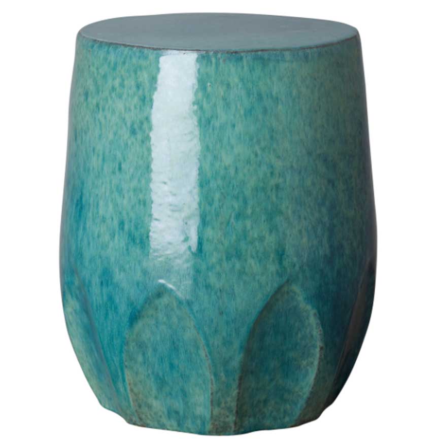 Emissary Large Teal Calyx Ceramic Garden Stool Accessories & Cushions ...