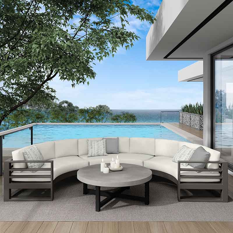 Curved aluminum outdoor shop sofa
