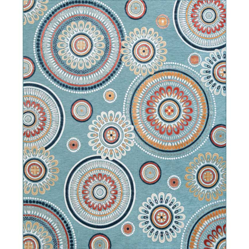 Light Blue 9' 9 x 12' Outdoor Botanical Rectangle Rug