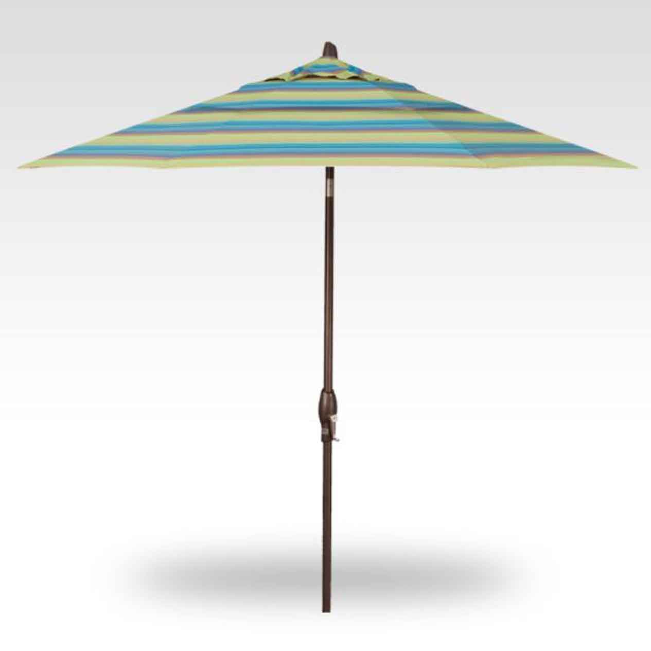 9' Auto Tilt Market Umbrella - Lagoon Stripe