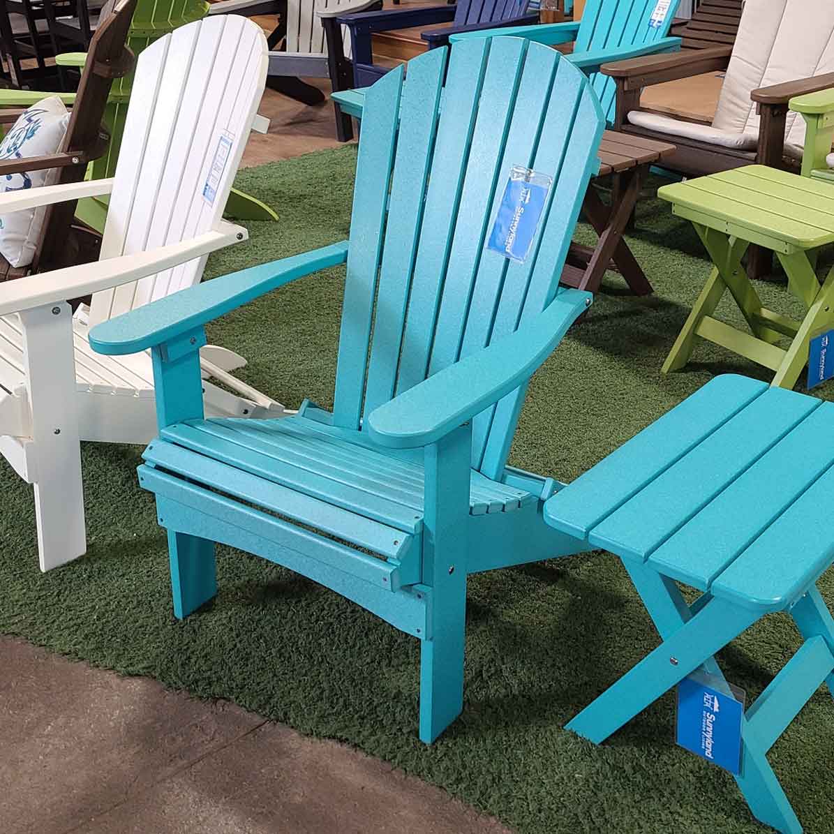 Aruba Blue Folding Adirondack Chair