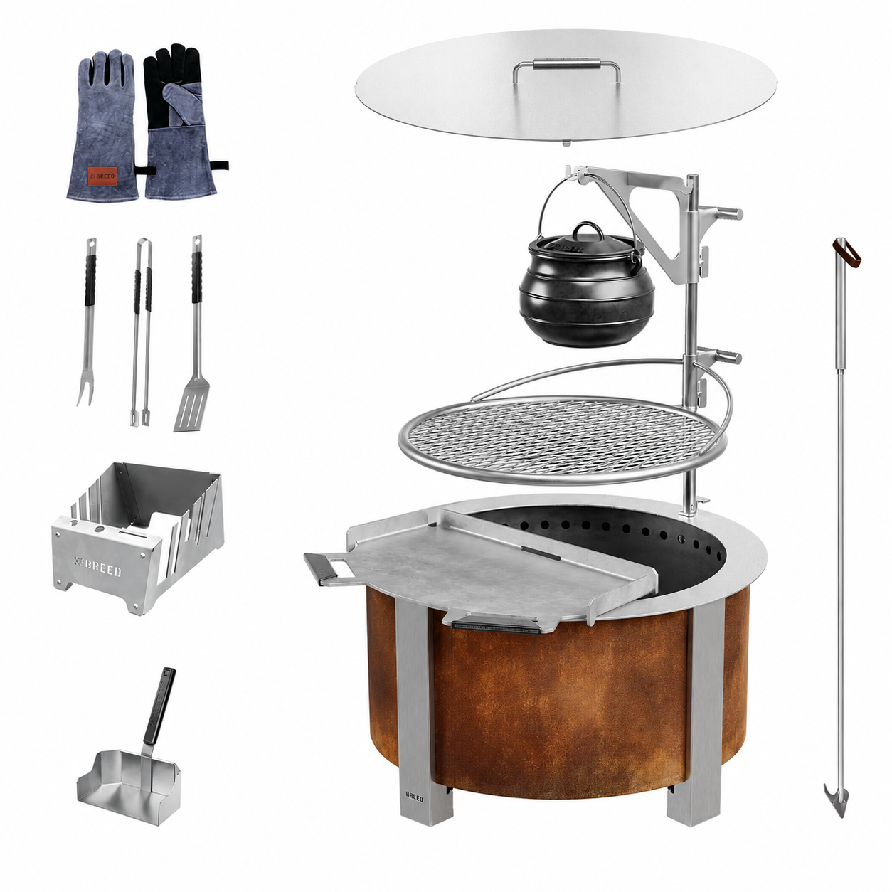 Corten Fire Pit Firemaster Bundle