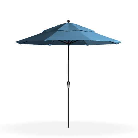 9' Crank, No Tilt Market Umbrella - Steel Blue