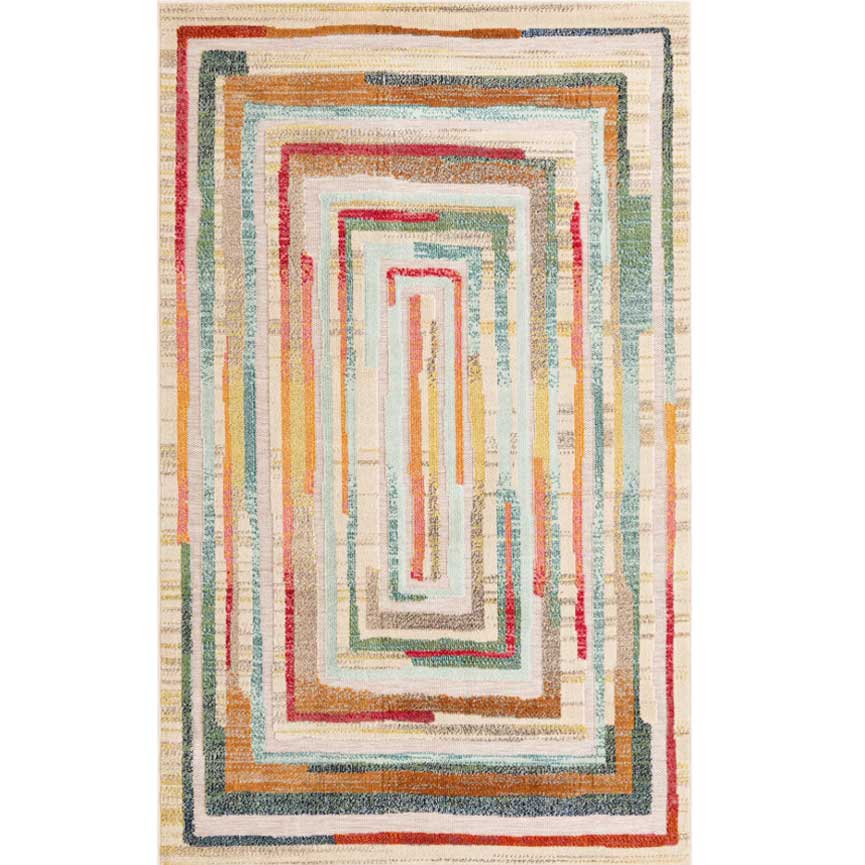 Multi Beige 5' 3 x 8' Outdoor Casablanca Rectangle Rug