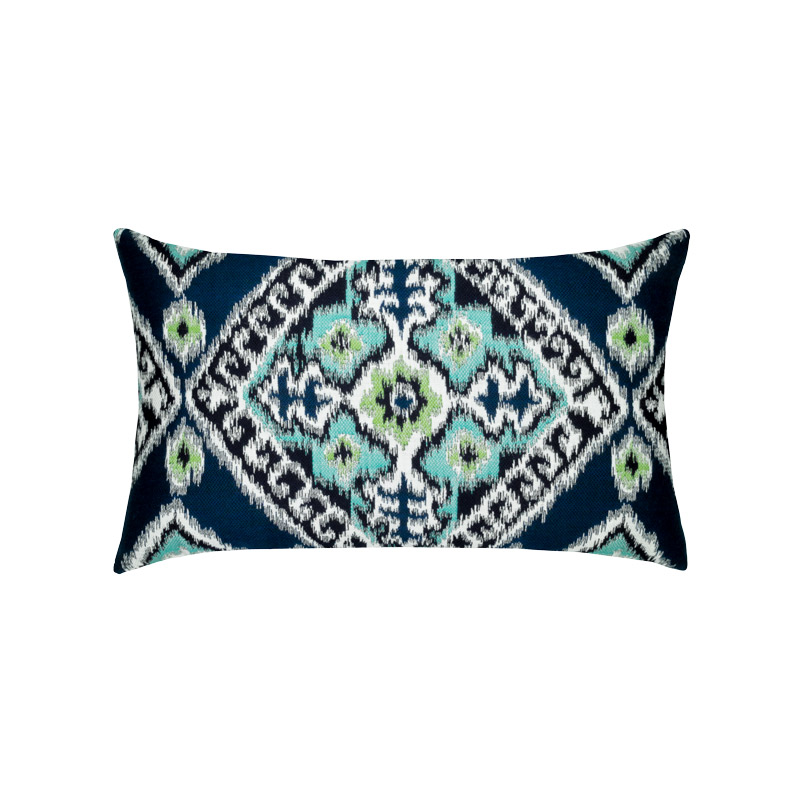 Ikat Diamond Peacock Lumbar Pillow