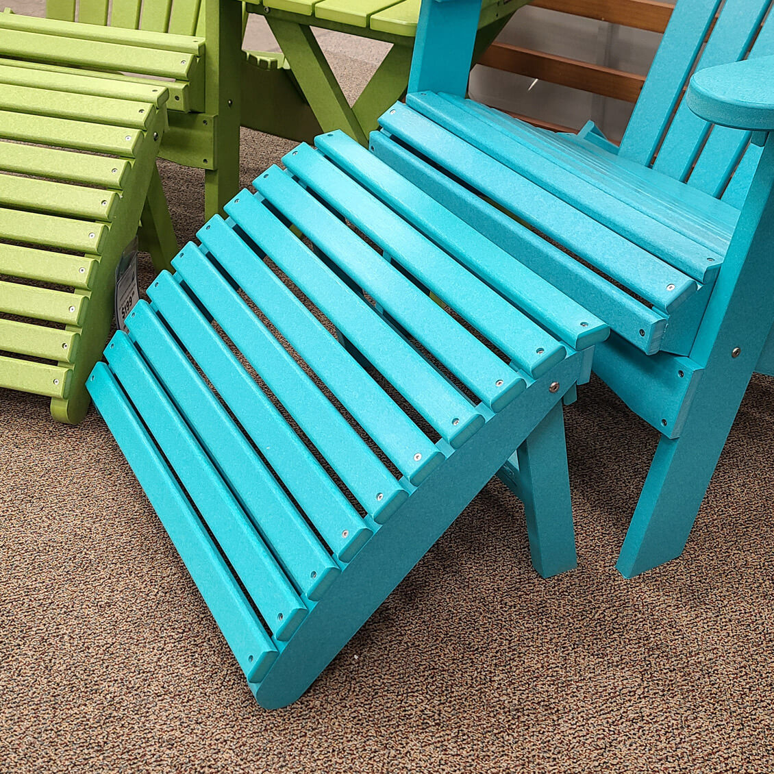 Aruba Blue Folding Adirondack Footstool